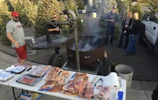 Matt Woessner BBQs for 55 people at a NASCAR race